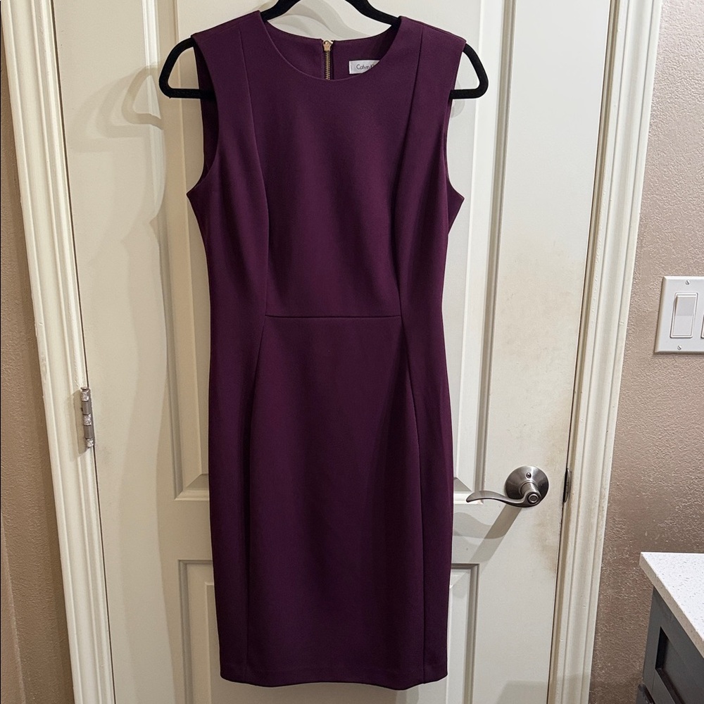 Calvin Klein Sleeveless Plum Sheath Dress